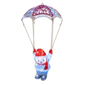 QDStores  48 LED Cool White Acrylic Light Up Parachuting Snowman 60cm
