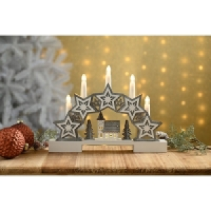 QDStores  LED Christmas Star And Village Candle Bridge - 32cm