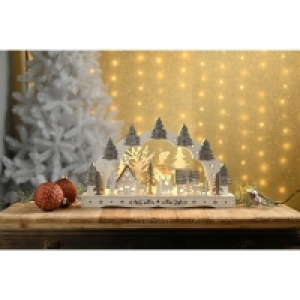 QDStores  LED Christmas Reindeer Candle Bridge Scene - 43cm