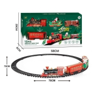 QDStores  Christmas Tree Train Set Decoration Red & Green - 78cm
