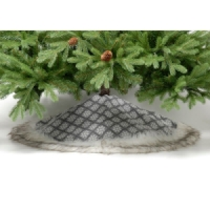 QDStores  100cm Christmas Tree Skirt Polyester Grey & White