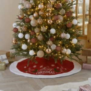 QDStores  Merry Christmas Tree Skirt Red 120cm