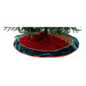 QDStores  106cm Christmas Tree Skirt Fabric Green & Red