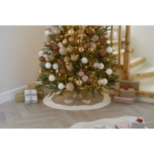 QDStores  106cm Christmas Tree Skirt Fabric Grey & White