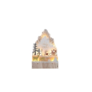 QDStores  LED Christmas Santa And Sleigh Mountain Scene - 25cm
