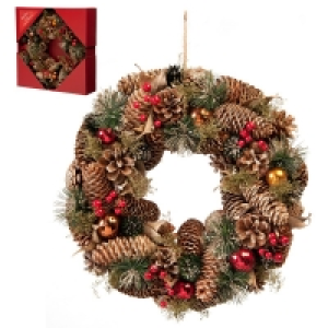 QDStores  Wreath Christmas Decoration Red & Gold - 36cm