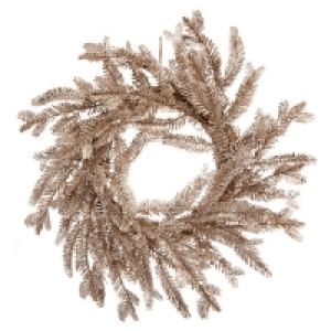 QDStores  Wreath Christmas Decoration Gold with Glitter Pattern - 50cm
