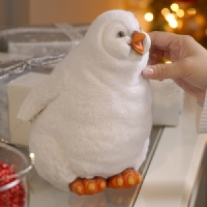 QDStores  Penguin Soft Toy Christmas Decoration White - 23cm