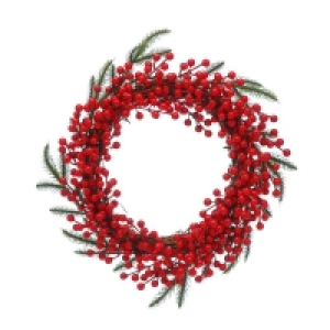 QDStores  Berries & Bristles Wreath Christmas Decoration - 50cm