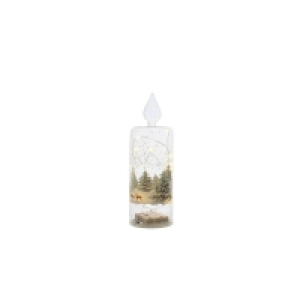 QDStores  LED Christmas Clear Glass Candle With Reindeer - 26.5cm