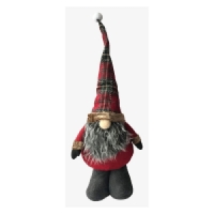 QDStores  Standing Gonk Christmas Decoration 46cm - Tartan Santa Hat