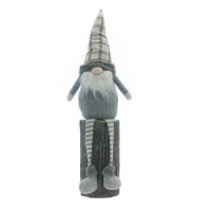 QDStores  Gonk Christmas Decoration Grey with Tartan Pattern - 73.5cm