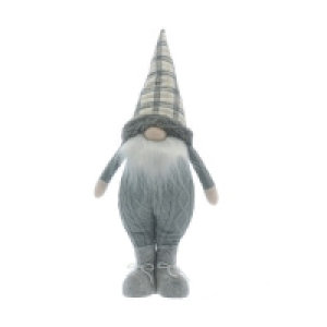QDStores  Gonk Christmas Decoration Grey with Tartan Pattern - 52cm