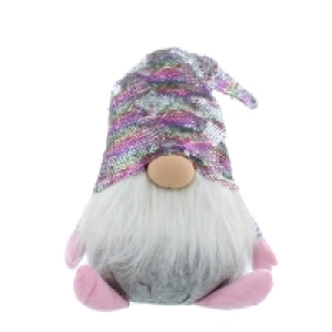 QDStores  Gonk Christmas Decoration Pink with Sequin Pattern - 46cm