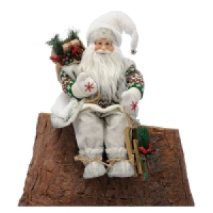 QDStores  Santa & Presents Sitting Decoration White & Grey 45cm