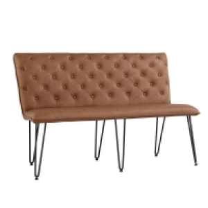 QDStores  Urban Chesterfield Bench Metal & Faux Leather Tan