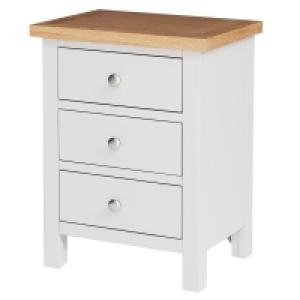 QDStores  Lucerne Bedside Table Oak White 3 Drawers