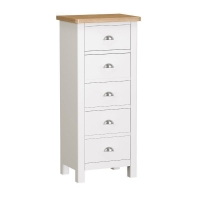 QDStores  Jasmine Tall Chest of Drawers Oak White 5 Drawers