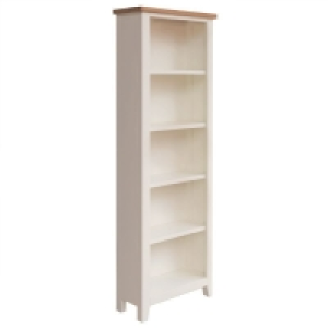 QDStores  Aurora Mist Tall Bookcase Oak Light Grey 5 Shelves
