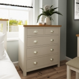 QDStores  Westbridge Chest of Drawers Oak Grey 5 Drawers