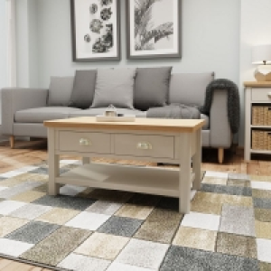 QDStores  Westbridge Coffee Table Oak Grey 1 Drawer