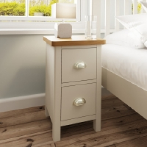 QDStores  Westbridge Bedside Table Oak Grey 2 Drawers