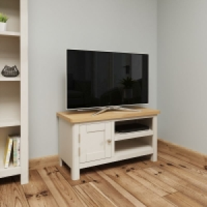 QDStores  Westbridge TV Unit Oak Grey 1 Shelf 2 Doors