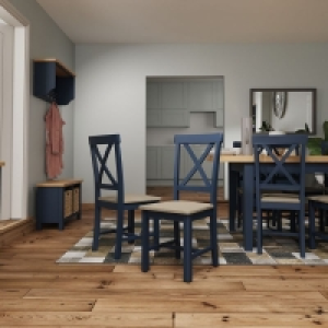 QDStores  Pair of Westbridge Dining Chairs Oak Blue