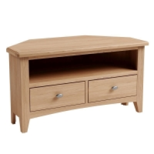 QDStores  Oxford Oak TV Unit Natural 1 Shelf 2 Drawers