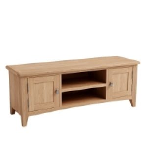 QDStores  Oxford Oak TV Unit Natural 2 Shelves 2 Doors