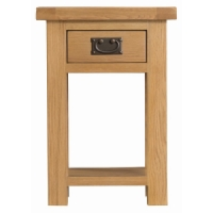 QDStores  Cotswold Oak Side Table Natural 1 Shelf 1 Drawer