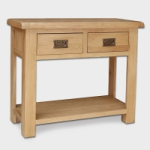 QDStores  Cotswold Oak Console Table Natural 1 Shelf 2 Drawers