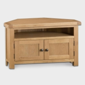 QDStores  Cotswold Corner TV Unit Oak Natural 2 Shelves 2 Doors