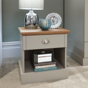 QDStores  Kendal Bedside Table Grey 1 Shelf 1 Drawer