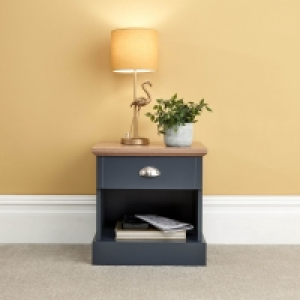 QDStores  Kendal Bedside Table Blue 1 Shelf 1 Drawer