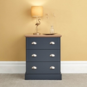 QDStores  Kendal Tall Chest of Drawers Blue 3 Drawers