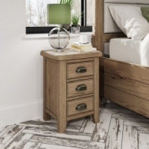 QDStores  Bondi Bedside Table Oak Natural 3 Drawers