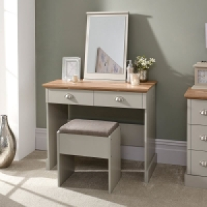 QDStores  Kendal Tall Dressing Table Grey 2 Drawers