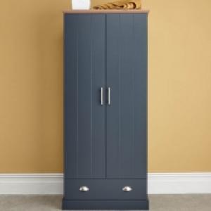 QDStores  Kendal Tall Wardrobe Blue 2 Doors 1 Drawer