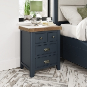 QDStores  Bondi Bedside Table Oak Blue 5 Drawers
