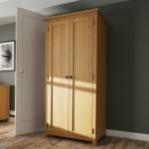 QDStores  Rutland Tall Wardrobe Oak Natural 2 Doors