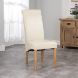 London Dining Chair Wood & Faux Leather Cream £59.00