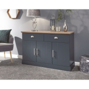 QDStores  Kendal Large Sideboard Blue 3 Doors 2 Shelves 2 Drawers