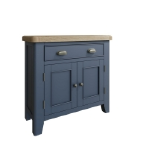 QDStores  Bondi Sideboard Oak Blue 2 Doors 2 Shelves 1 Drawer