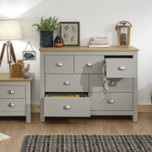 QDStores  Lancaster Large Chest of Drawers Grey 7 Drawers
