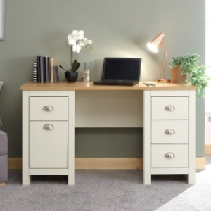 QDStores  Lancaster Desk Cream 4 Drawers 1 Door