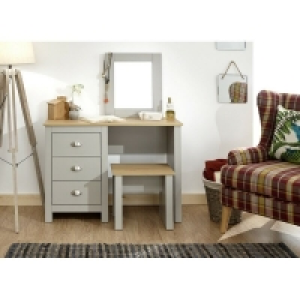 QDStores  Lancaster Tall Dressing Table Grey 3 Drawers