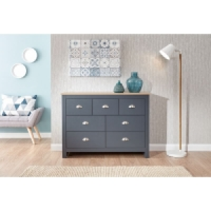 QDStores  Lancaster Large Chest of Drawers Blue 7 Drawers