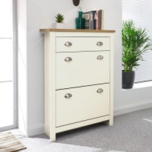 Lancaster Tall Shoe Storage Cream 2 Doors 4 Shelves 1 Drawer £105.00