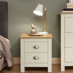 QDStores  Lancaster Bedside Table Cream 2 Drawers